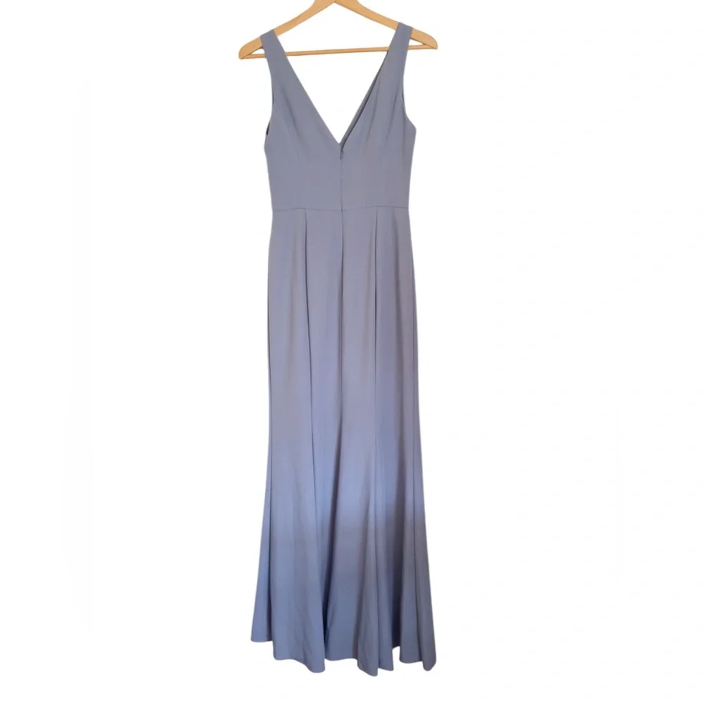 Amsale Sydney Slate V-Neck Maxi Bridesmaid Formal Prom Dress size 4 - Picture 3 of 10